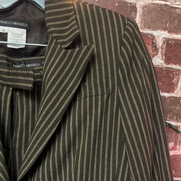 Franco Mirabelli Pinstripe Wool Suit Set - Charcoal Grey - Size 12 - Picture 4 of 10